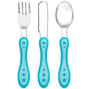 Conjunto de Talheres - 3 Peças - Estrelinha - Azul - Buba