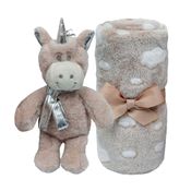 Pelúcia e Manta - Gift Unicórnio - Bege - Buba