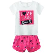 Conjunto Infantil Feminino Blusa + Short Marisol Tamanho:12;Cor:Branco