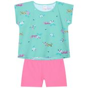 Conjunto Infantil Feminino Blusa + Bermuda Marisol Tamanho:2;Cor:Verde Água