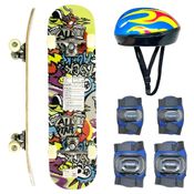 Skate Infantil Rock Com Kit De Protecao Toy Mix