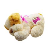 Cachorro De Pelucia Deitado 60cm Bege Fizzy