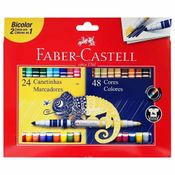 Caneta Hidrografica Bicolor Com 48 Cores Faber Castell