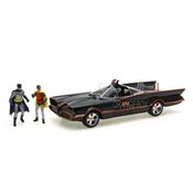 Batmóvel 1966 Classic TV + Figura Batman & Robin Edição 80 Anos Batman 1:18 Jada Toys