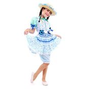 Vestido De Festa Junina Caipira Infantil Flor Azul