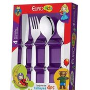 Conjunto De Talheres Infantil Inox Encanto 4 Peças Euro Home