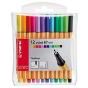 Conjunto de Canetas - Point Fineliner - 88 Mini - 12 Cores - Stabilo