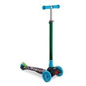 Patinete 3 Rodas - Monster Azul e Verde - LED e Guidão Ajustável - Multikids