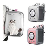 MOCHILA PET BOLSA TRANSPORTE CAO GATO CACHORRO ASTRONAUTA CAPSULA TRANSPARENTE COM TAPETE Rosa