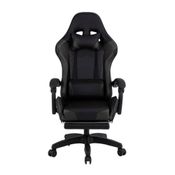 CADEIRA GAMER PRETA ERGONOMICA RECLINAVEL APOIO DE PÉS GIRATORIA PROFISSIONAL