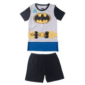 Pijama Infantil Interativo - Camisa Manga Curta e Bermuda - Batman - Algodão e Poliéster - Cinza - Minimi