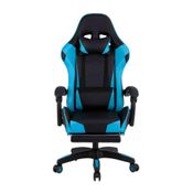 CADEIRA GAMER RECLINAVEL ERGONOMICA COM APOIO DE PÉS PRETA E AZUL