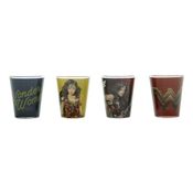 Conjunto de Copos - 4 Peças - 50 ML - DC Comics - Mulher Maravilha - Vidro - Colorido - Urban