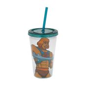 Copo com Canudo - 500 ML - Plástico - He-Man - Adam - Transparente - Urban