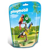 6653 Playmobil Saquinho Animais Zoo Pequeno - Papagaio e Tucano