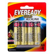 Pilhas Alcalinas - LR6 Pequena - AA - Cartela com 4 Unidades - Eveready Gold