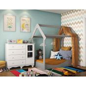 Quarto infantil Cama montessoriano e Cômoda Uli Móveis Peroba Branco/Cinza