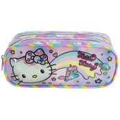 Estojo Escolar Duplo - 21x9 Cm - Hello Kitty - Rainbow - Xeryus