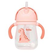 Copo Dinossauro c/ Canudo Para Bebê, Alça Removível, 240ml Buba - Rosa