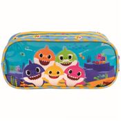Estojo Escolar Duplo - 21x9 Cm - Baby Shark - Shark Family - Xeryus