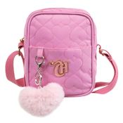 Bolsa Escolar Tiracolo - 20Cm - Corações - Capricho - Rosa - DMW