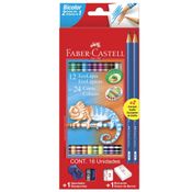 Conjunto Escolar - EcoLápis Bicolor - 24 Cores + 2 Grafites com Apontador e Borracha - Faber-Castell