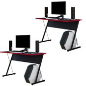 Kit 02 Mesas Para Computador Notebook PC Gamer Kombat F01 Preto Vermelho - Lyam Decor