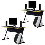 Kit 02 Mesas Para Computador Notebook PC Gamer Kombat F01 Preto Amarelo - Lyam Decor
