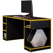 Mesa Para Computador Notebook PC Gamer Destiny F01 Preto Amarelo - Lyam Decor