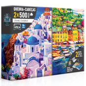 Conjunto de Quebra-Cabeças - 500 Peças - Litorais Europeus - Grécia e Itália - Toyster