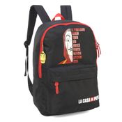 Mochila Escolar - 44 Cm - La Casa de Papel - Nomes - Preto e Vermelho - Luxcel
