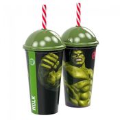 Copo com Canudo Hulk Avengers Marvel Premium Plasútil - 1 Unidade