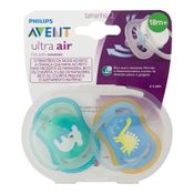 Conjunto com 2 Chupetas - Ultra Air - Bico de Silicone - +18 Meses - Azul - Philips Avent