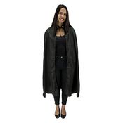 Capa de Halloween Adulto Feminina Preta Com Capuz e Broche