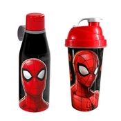 Kit Garrafa Hidratação + Shakeira c/ Misturador Homem Aranha Esportes Plasútil