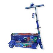 Patinete Infantil Metal Pj Masks 3 Rodas Em Gel C/ Led