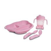 KIT ALIMENTACAO COM 1 PRATO, 2 COLHERES E 1 PORTA SUCO ROSA 0933.016
