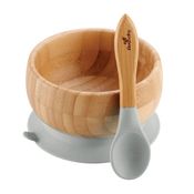 Tigela Bowl Bambu com Ventosa e Colher de Silicone Avanchy