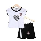 Conjunto Infantil Corinthians Short Saia Oficial