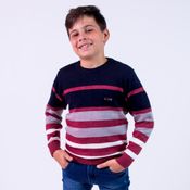 Blusa de Tricô Listrada Tricô Kids Azul