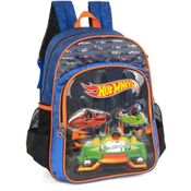 Mochila Escolar Hot Wheels Grande 3 Bolsos Luxcel Azul