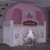 Cama Infantil Doce Casinha Play com Dossel e Led - Branco/Rosa