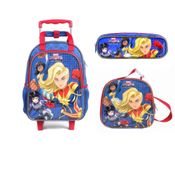 Kit Mochila Lancheira e Estojo Capitã Marvel Dermiwil Azul