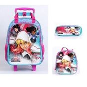 Kit Mochila Lancheira e Estojo Capitã Marvel Dermiwil Rosa