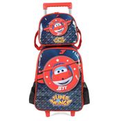 Kit Mochila de Carrinho e Lancheira SuperWings Luxcel Preto