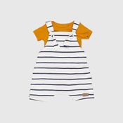 Jardineira Listrada Com Body Manga Curta Stripes Baby Gut