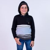 Blusa de Tricô Com Capuz Listrada Tricô Kids Preto