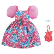 Barbie Roupas Vestido Florido com Bolsa Rosa