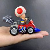 Boneco Carrinho Figura Colecionável Brinquedo Miniatura Super Mario Kart Fricçao - Cogumelo Toad