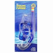 Kit Oculos Natacao Infantil Mascara Pequena + Snorkel Azul